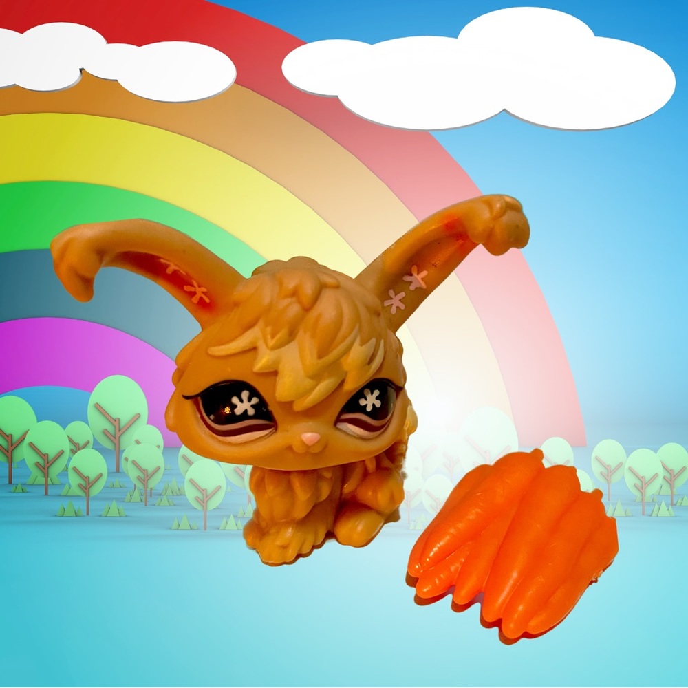 LPS angora bunny and bundle of carrots accessory set of 2